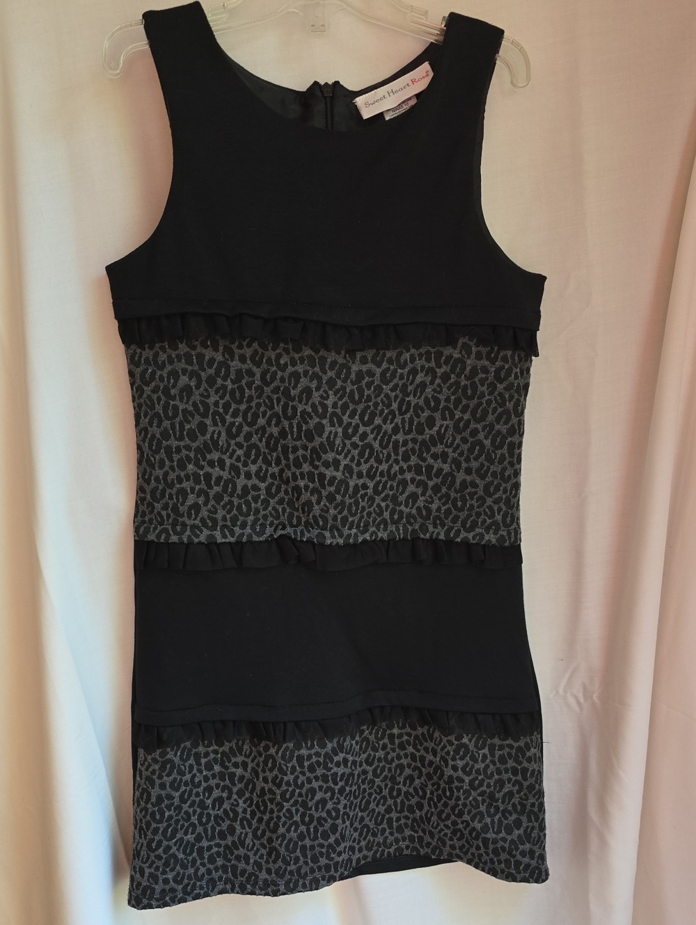 Sweet Heart Rose Black & Charcoal Leopard Tiered Shift Dress